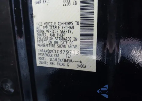 2020 Nissan Maxima Sl Xtronic Cvt from USA, damaged, VIN 1N4AA6DV7LC379713